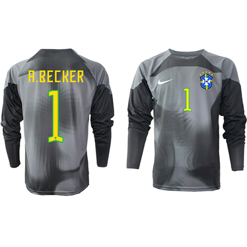 Tanie Strój piłkarski Brazylia Alisson Becker #1 Bramkarskie Koszulka Podstawowej MŚ 2022 Długie Rękawy